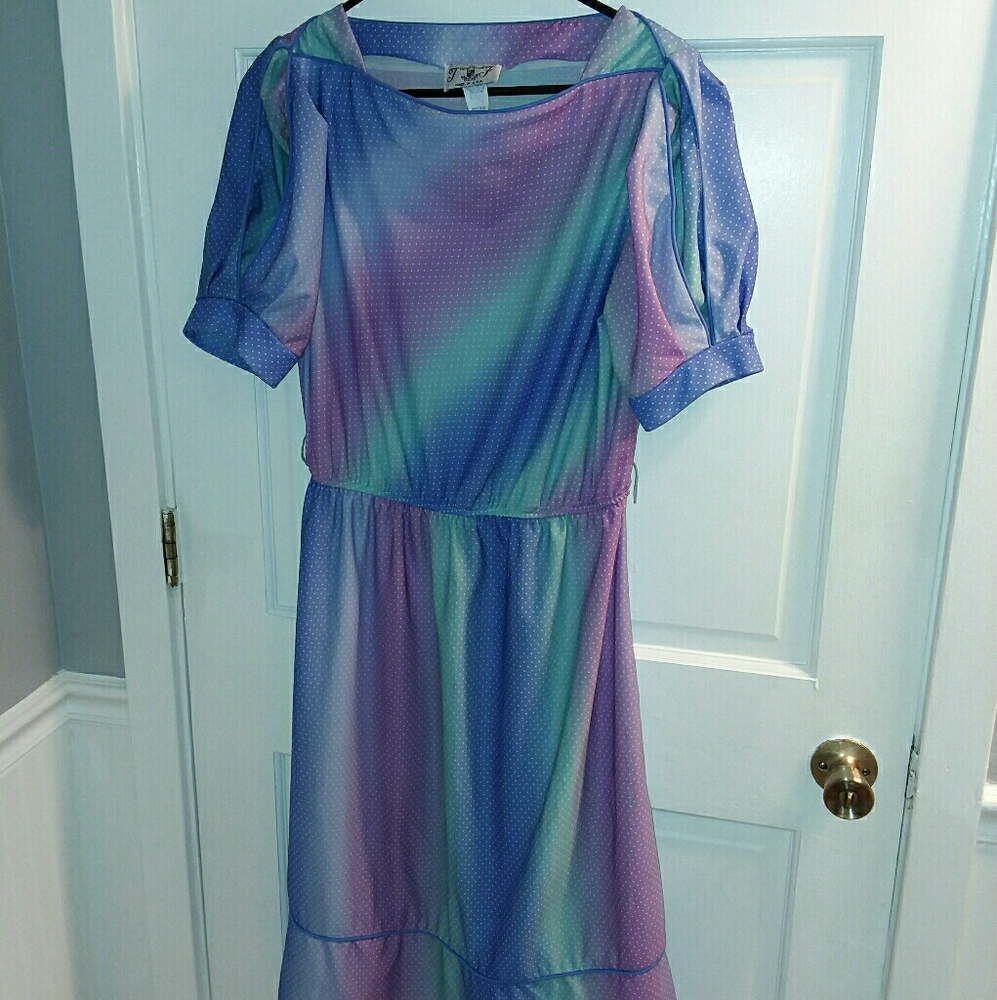Vintage rare purple, blue, mint party dress sz 18